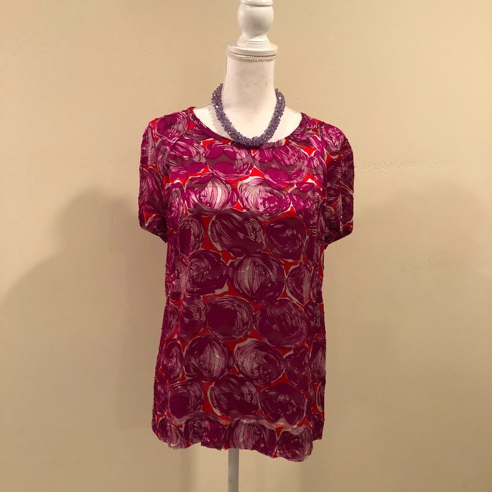 Tory Burch Pink Alexandra Jacquard Blouse